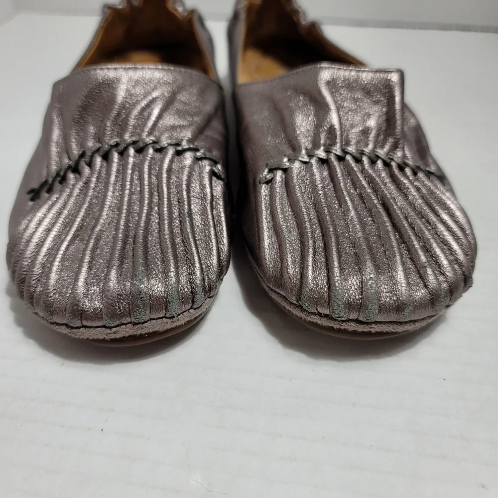Chocolat Blu Cam2 Metallic Bronze Moccasin Pleated Flats 6